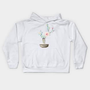 Watercolor cactus in pot Kids Hoodie